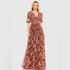 Mac Duggal Pink Floral Mesh Gown